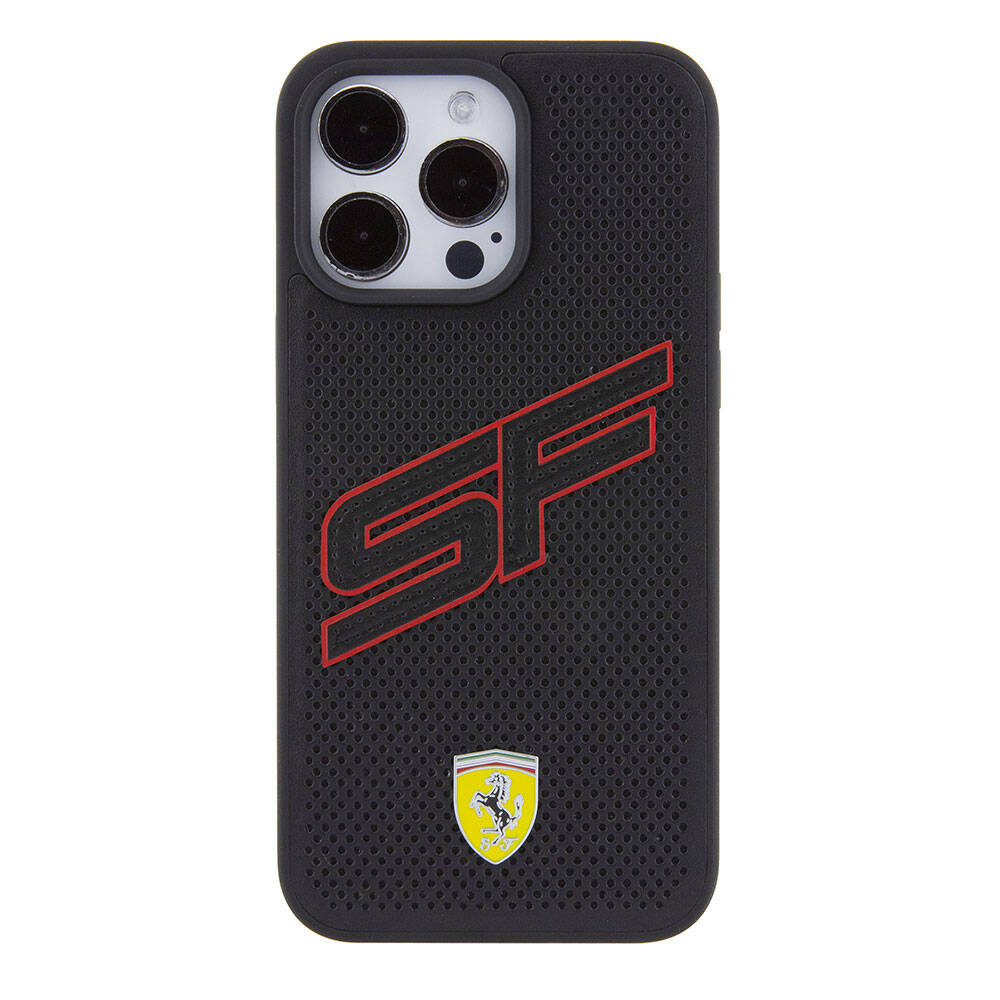 Ferrari iPhone 15 Pro Max Orjinal Lisanslı PU Delikli Arka Yüzey Metal Logolu Dikişli Büyük SF Yazılı Kılıf Ferrari iPhone 15 Pro Max Orjinal Lisanslı PU Delikli Arka Yüzey Metal Logolu Dikişli Büyük SF Yazılı Kılıf
